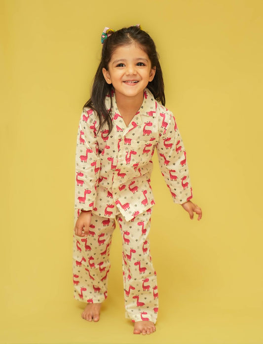 Giraffe Print Girls Night Suit Set